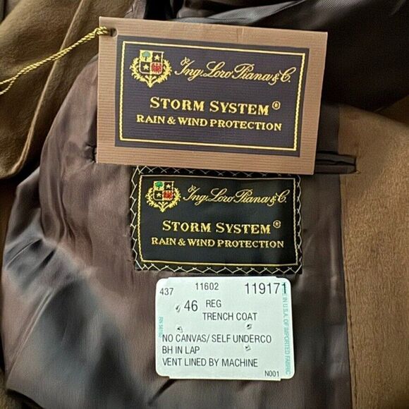 NWT Loro Piana Storm System Rain & Wind Protection Brown Cashmere Trench Coat 46 - Picture 2 of 16